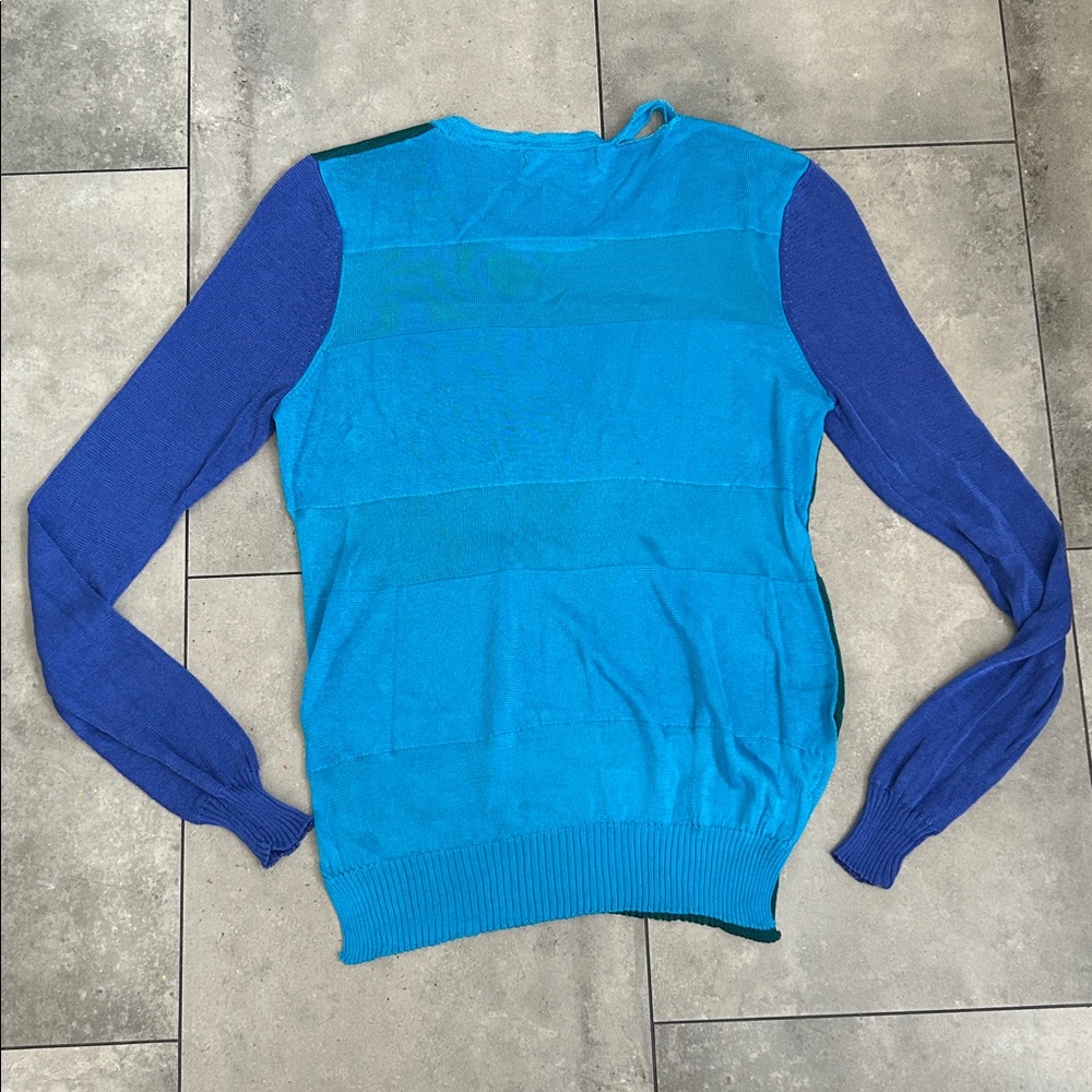 Camilla & Marc leroy colorblock multi blue green purple sheer knit sweater XS - Picture 2 of 10